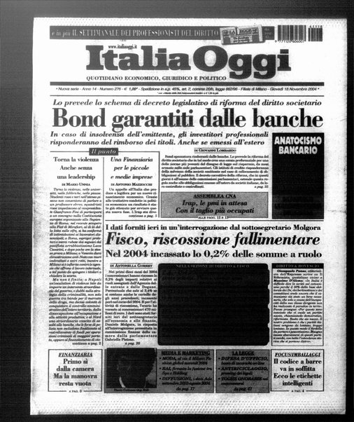 Italia oggi : quotidiano di economia finanza e politica